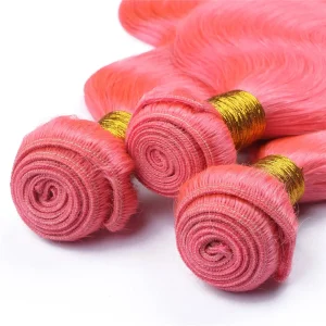 Wholesale top quality pink hair extension raw Brazilian human hair body wave grade 10a bundles with closure frontal set